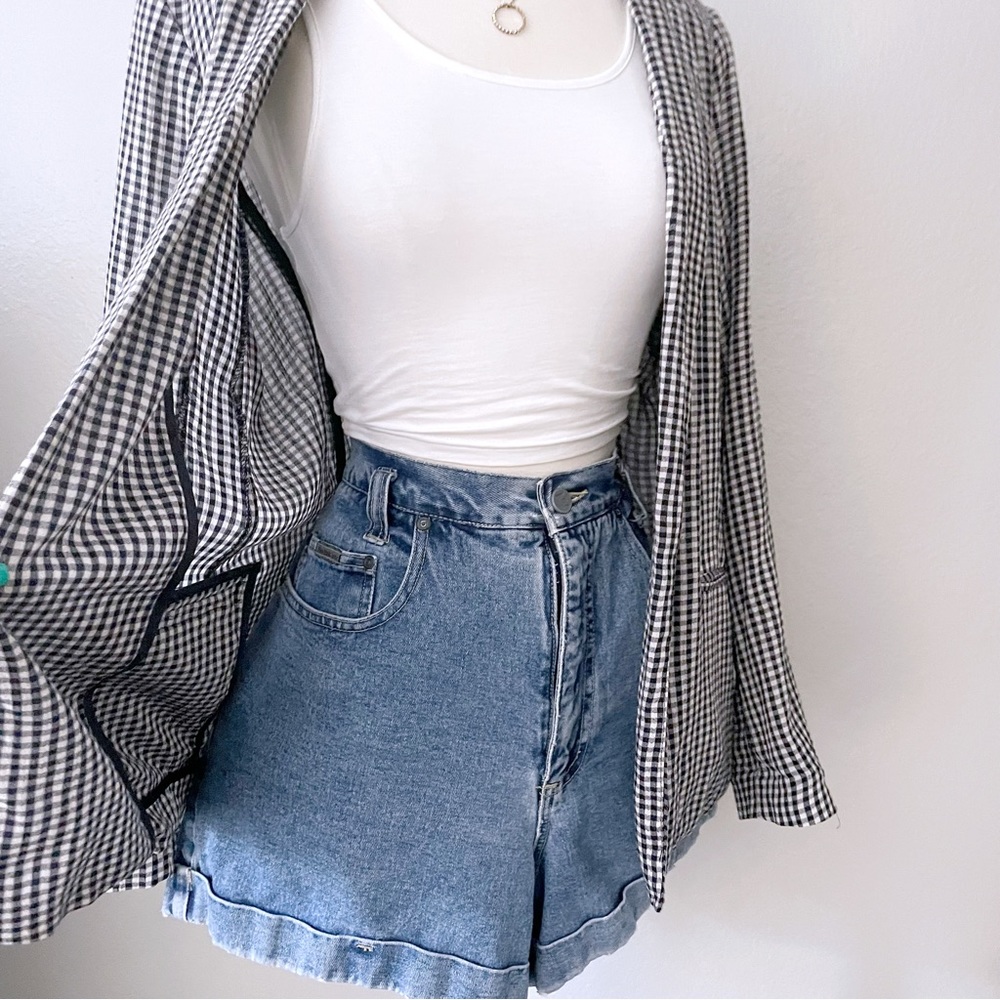 Open Front Gingham Blazer - Picture 4 of 6